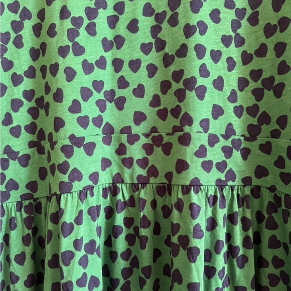 Boden NWT Alexandra Jersey Midi Dress Green Navy Hearts size US 14 R - Picture 14 of 15